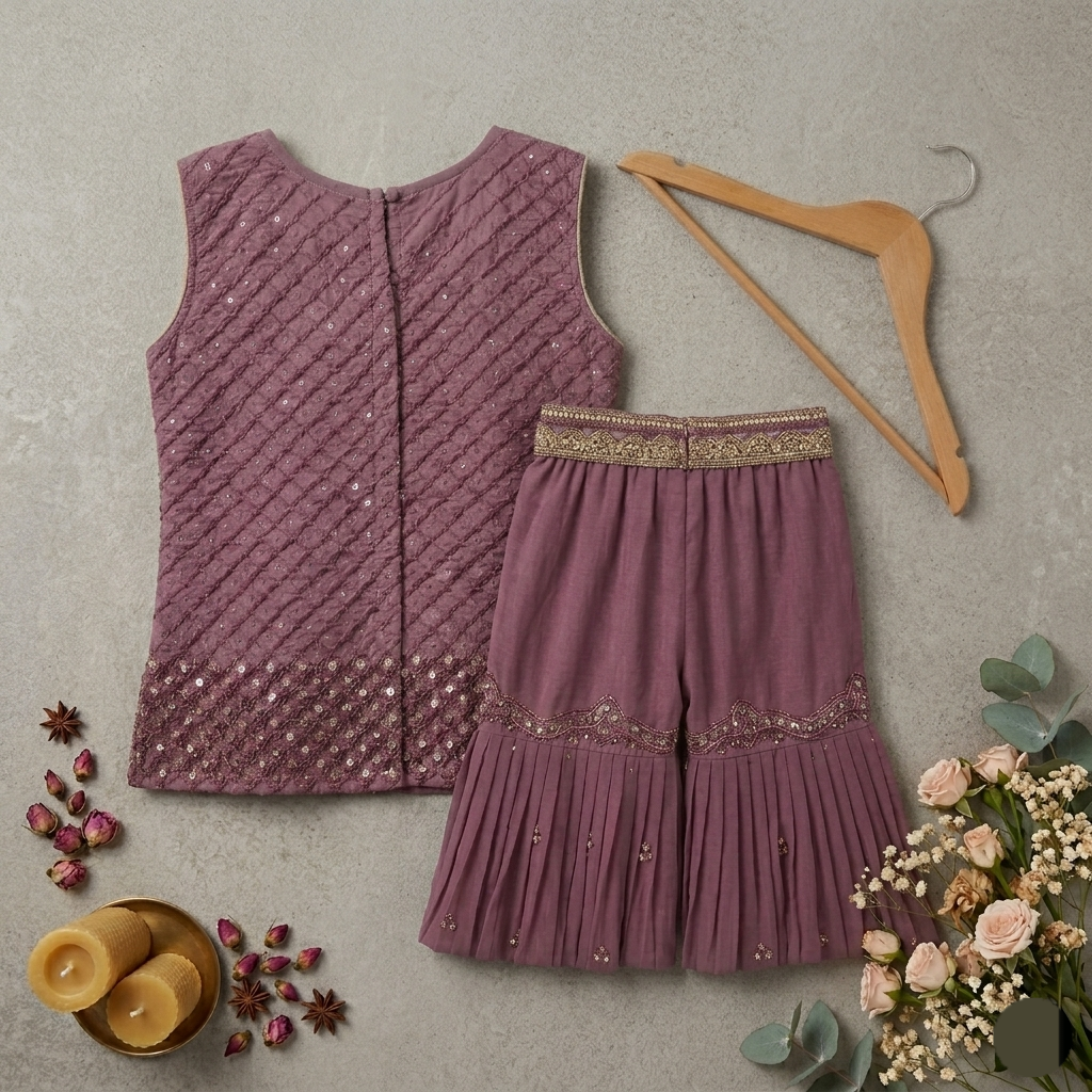 Kido Buzz® Girls Sharara Set with Kurti – Fancy Kids Party, Eid & Wedding Dress