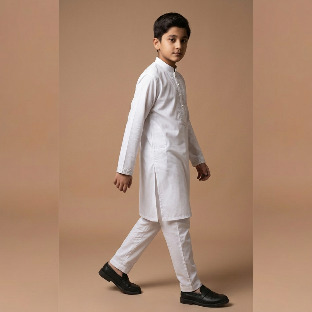 Kido Buzz® Little Boys White Shalwar Kameez Set