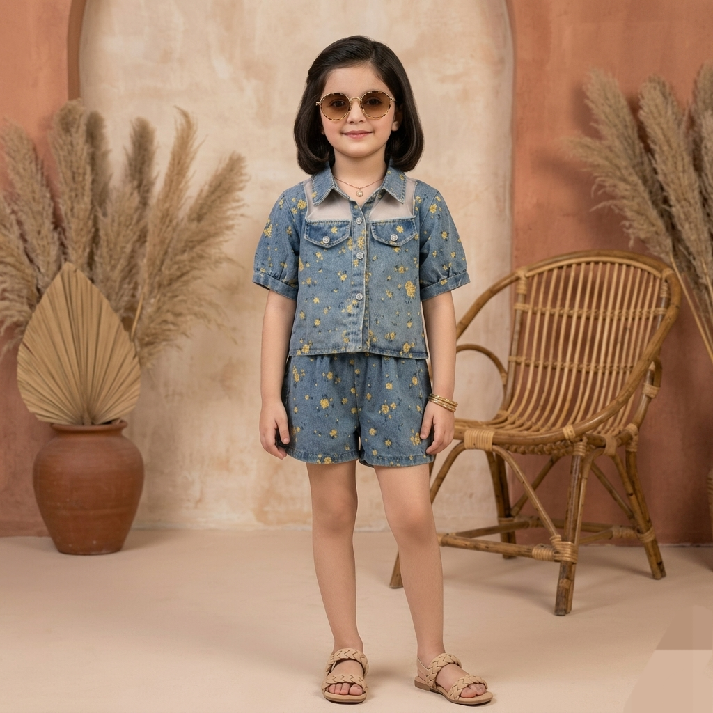 Kido Buzz® Girls Denim Coord Set – Summer Outfit