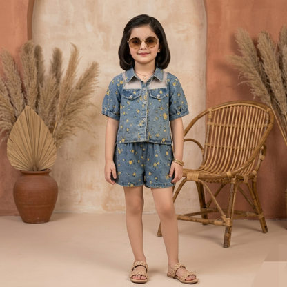 Kido Buzz® Girls Denim Coord Set – Summer Outfit