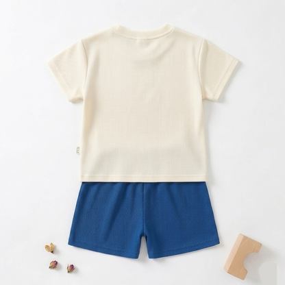 Kido Buzz® Boys Lucky Day Teddy T-Shirt & Shorts Set – Kids Casual Summer Outfit