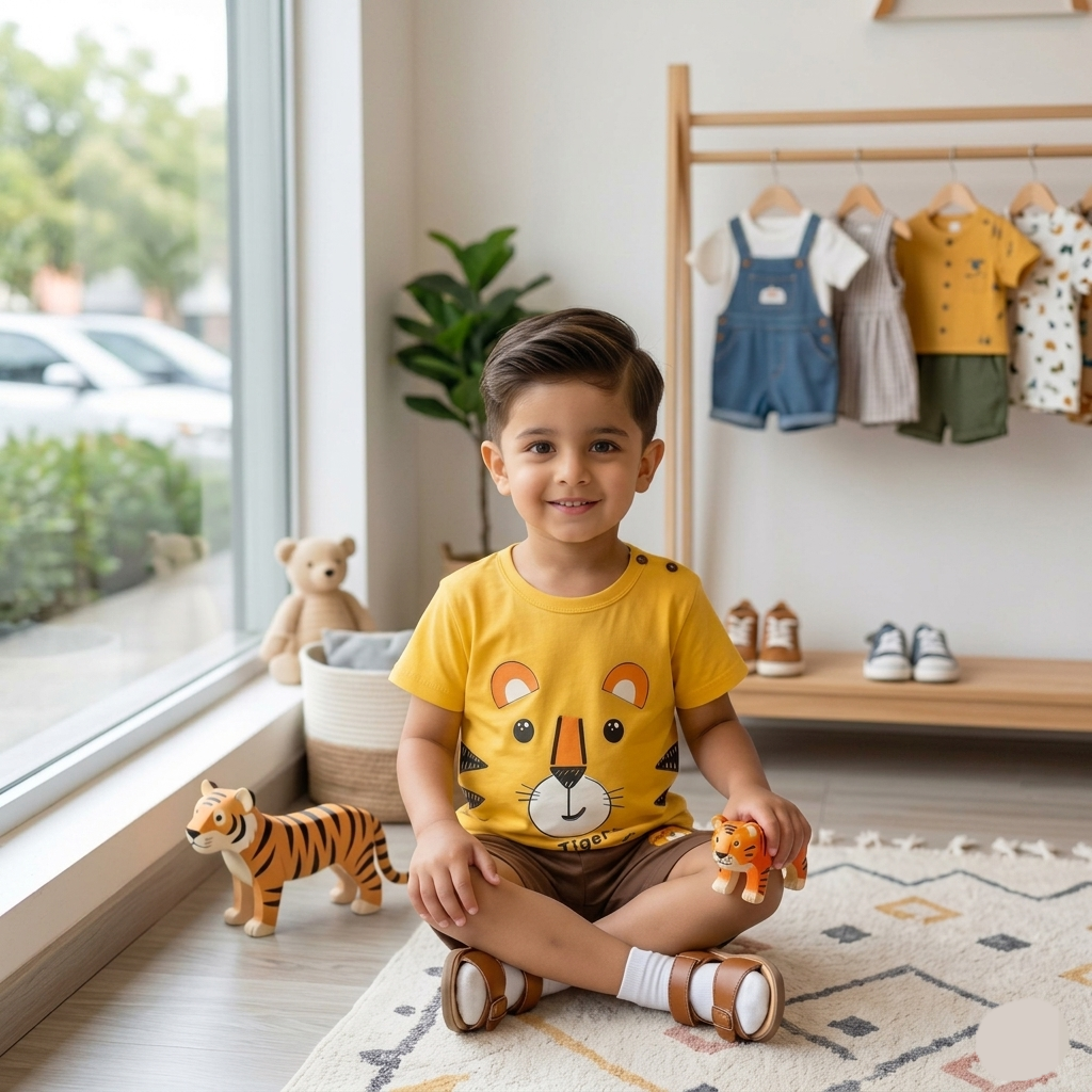 Kido Buzz® Little Boys Tiger T-Shirt & Shorts Set – Kids Cartoon Summer Outfit