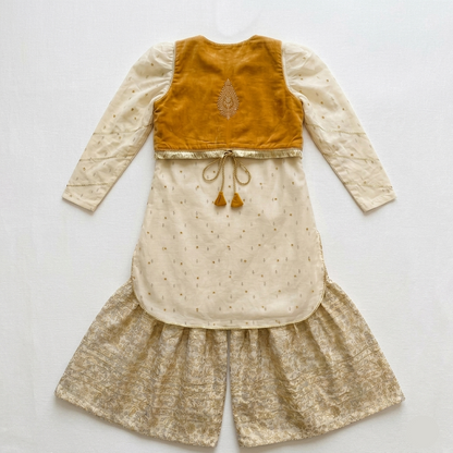 Kido Buzz® Girls Sharara Set with Kurti – Kids Wedding, Eid & Party Wear Ethnic Dress