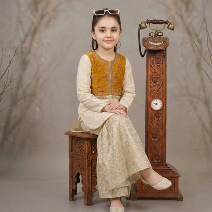 Kido Buzz® Girls Sharara Set with Kurti – Kids Wedding, Eid & Party Wear Ethnic Dress