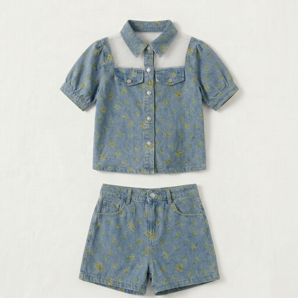 Kido Buzz® Girls Denim Coord Set – Summer Outfit