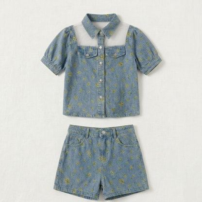 Kido Buzz® Girls Denim Coord Set – Summer Outfit