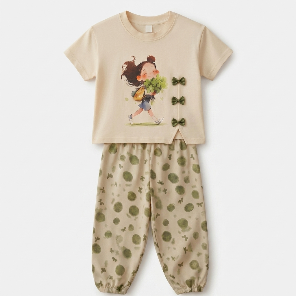Kido Buzz® Little Girls Trouser Shirt Set – Pretty Kids Casual Outfit & Party Wear