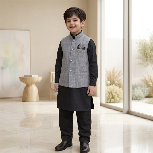 Kido Buzz® Boys Shalwar Kameez with Waistcoat | kameez shalwar + waistcoat
