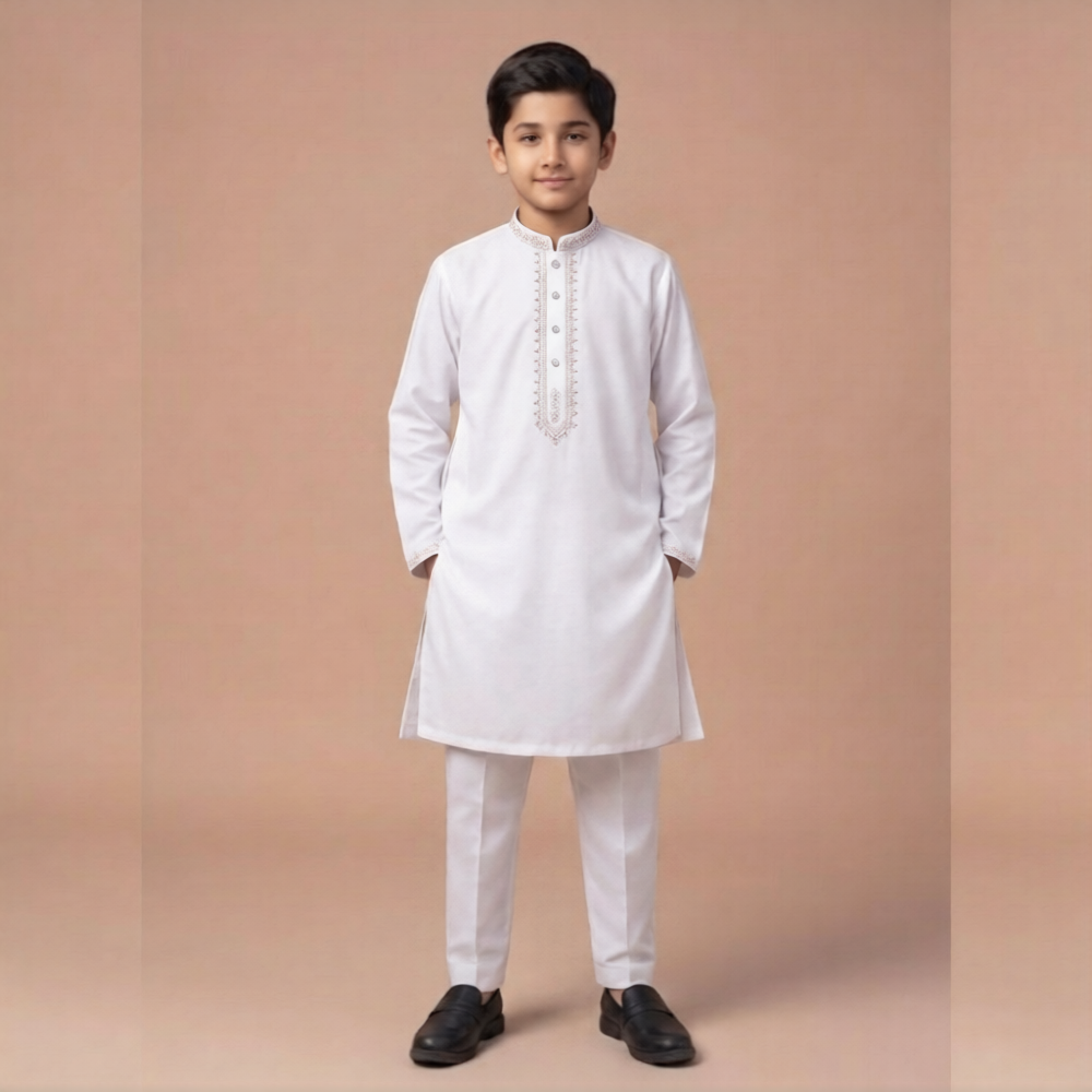 Kido Buzz® Little Boys White Shalwar Kameez Set