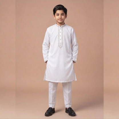 Kido Buzz® Little Boys White Shalwar Kameez Set