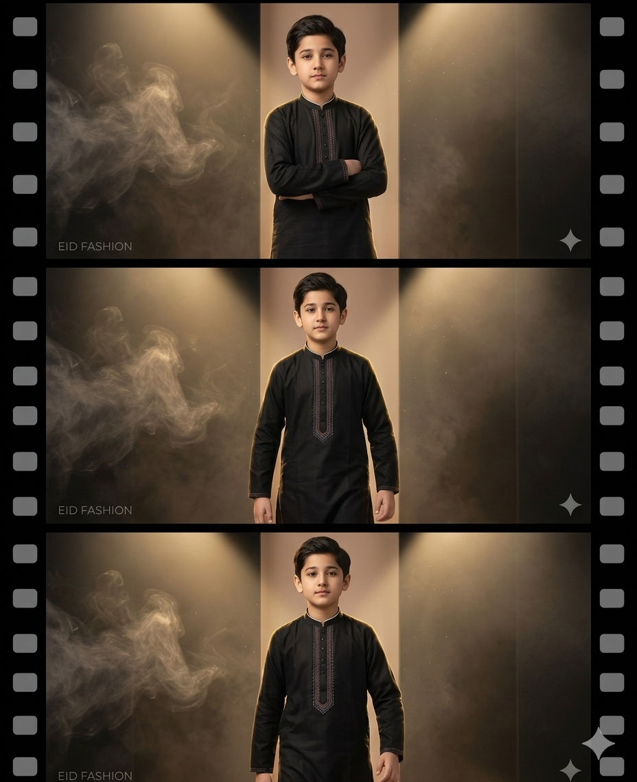 Kido Buzz® Black Collar Kids Shalwar Kameez | Wash & Wear Stylish Boys 2 Piece
