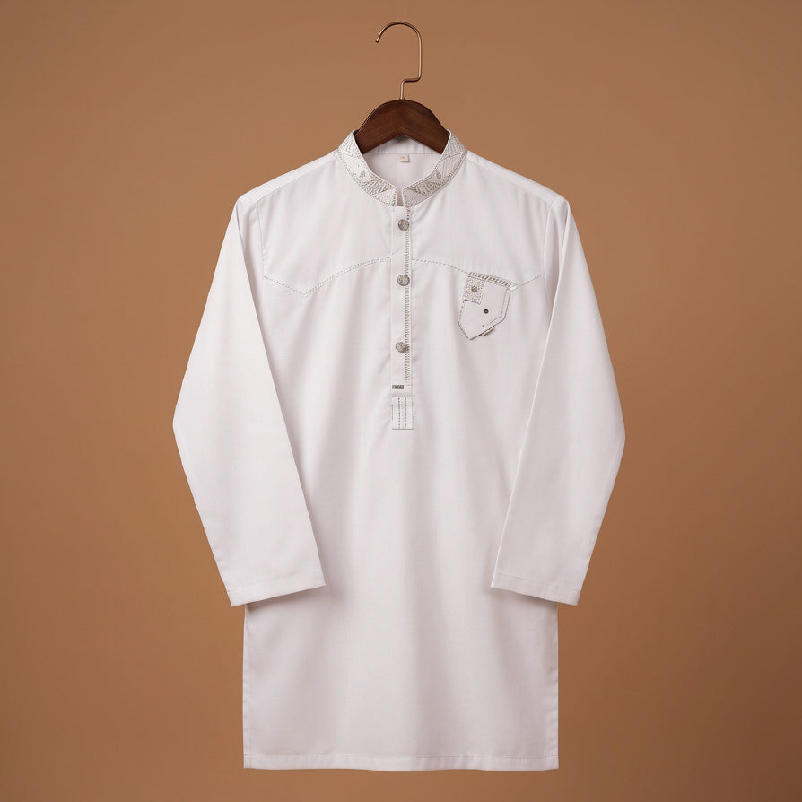 Kido Buzz® Boys White Shalwar Kameez Set – Kids Eid, Wedding & Party Dress