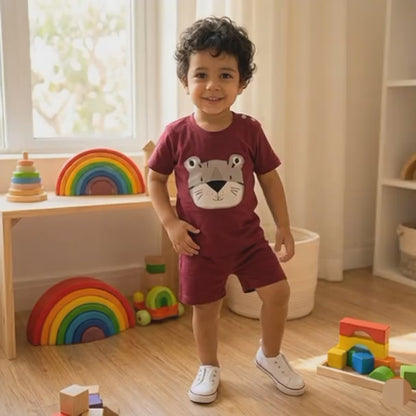 Kido Buzz® Red Lions Boys Set – Kids Summer Outfit, Toddler & Baby Boys Cotton Casual Wear