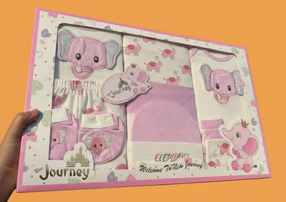 Kido Buzz® Elephant Baby Suiting 10-Piece Set – Newborn Cotton Clothing & Infant Gift Box