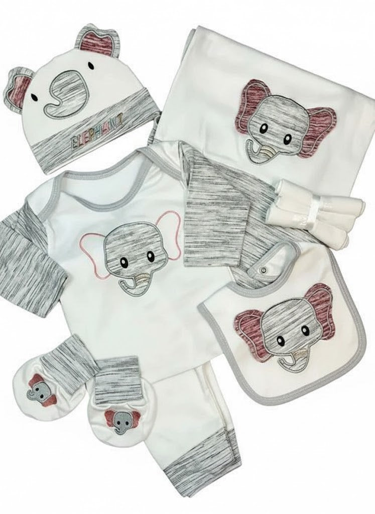 Kido Buzz® Elephant Baby Suiting 10-Piece Set – Newborn Cotton Clothing & Infant Gift Box